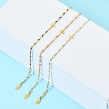 Stainless Steel Beaded Cross Bracelet